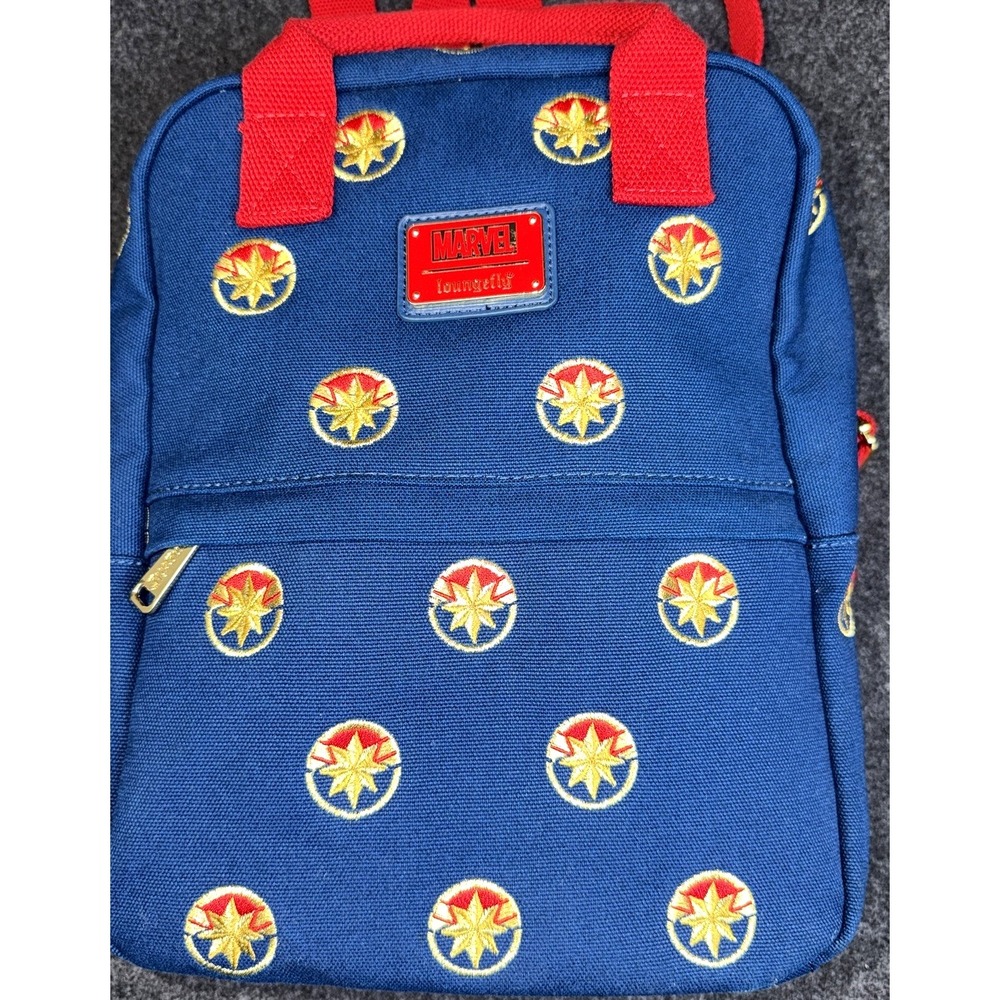 Marvel Loungefly Captain Marvel Mini Backpack Blue Red Gold Embroidered Bag